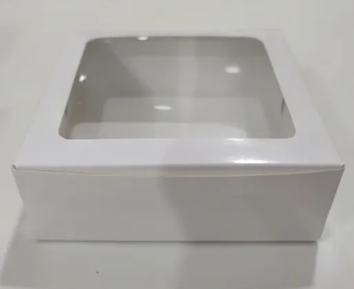 Blue SBS board jewellery box with PVC window - front view