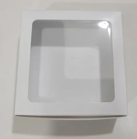 Blue SBS board jewellery box with PVC window - inside view